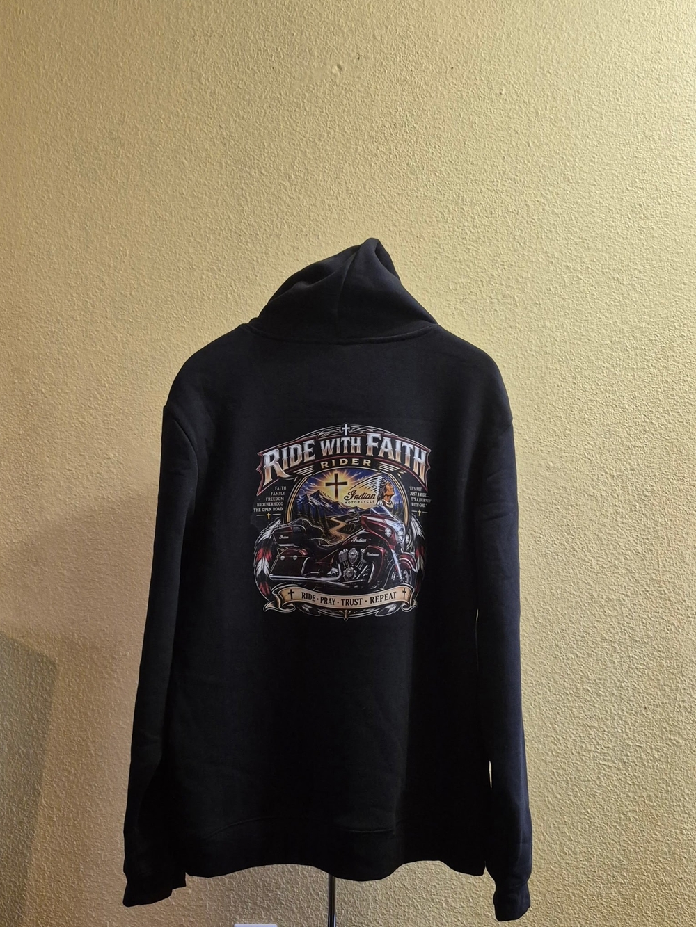 Athletic Works Black Crewneck Sweatshirt with Motorcycle Faith Graphic